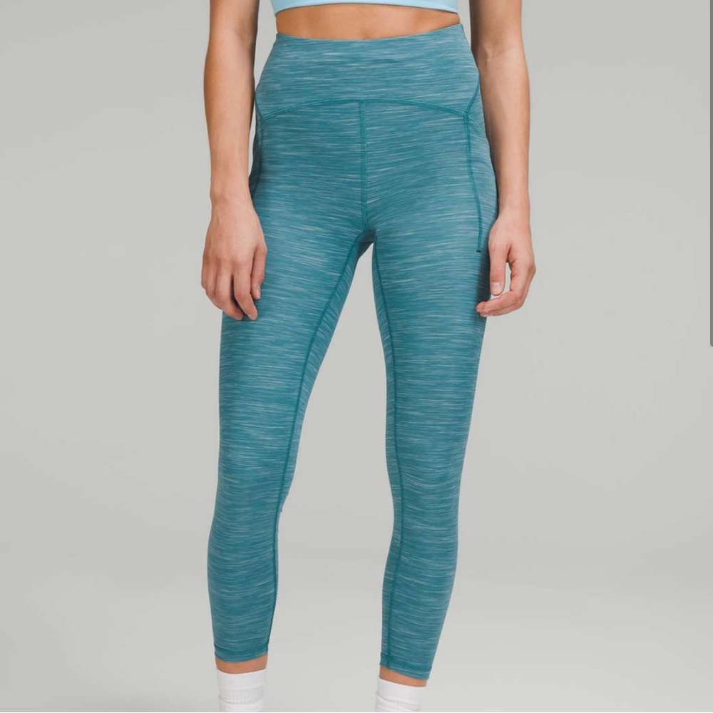 Lululemon Power Thru High Rise Tight in Heathered Capture Blue